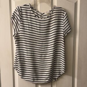 H&M Black and White Striped Short Sleeve Top